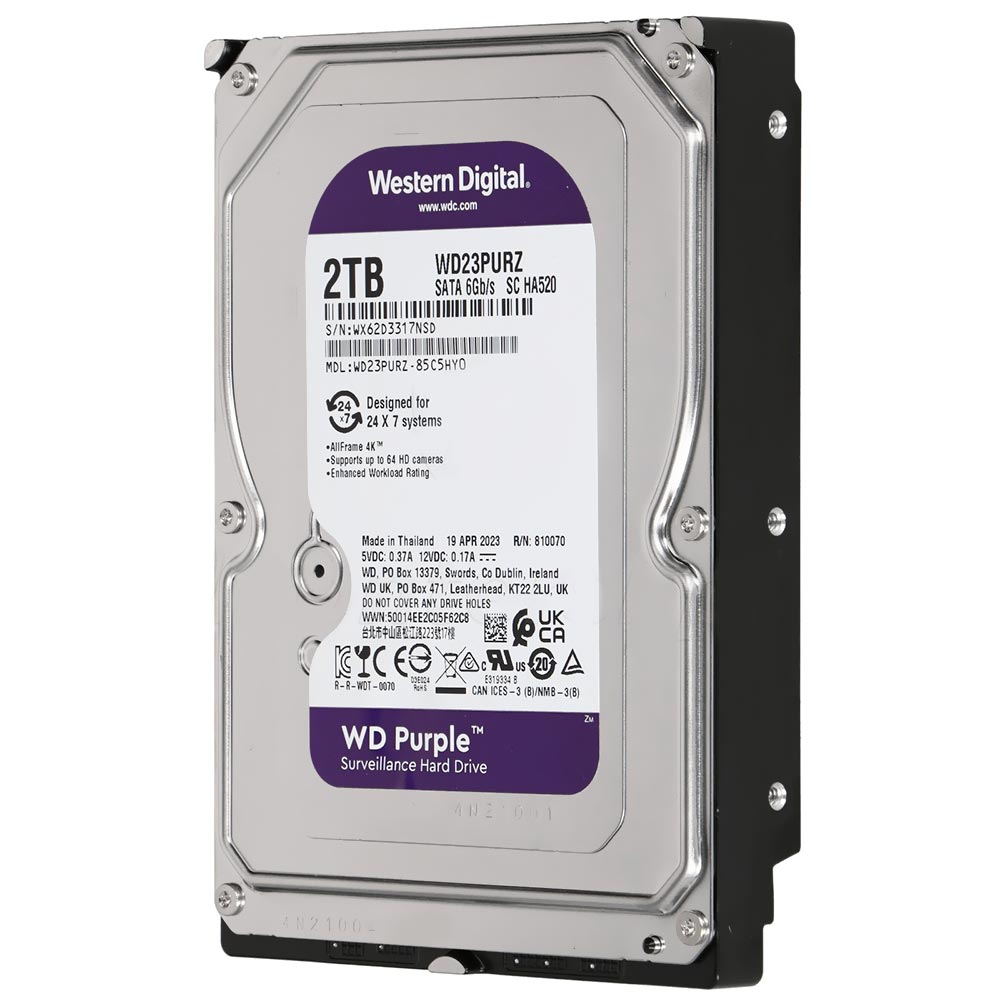 HD Western Digital 2TB WD Purple 3.5" SATA 3 5400RPM - WD23PURZ