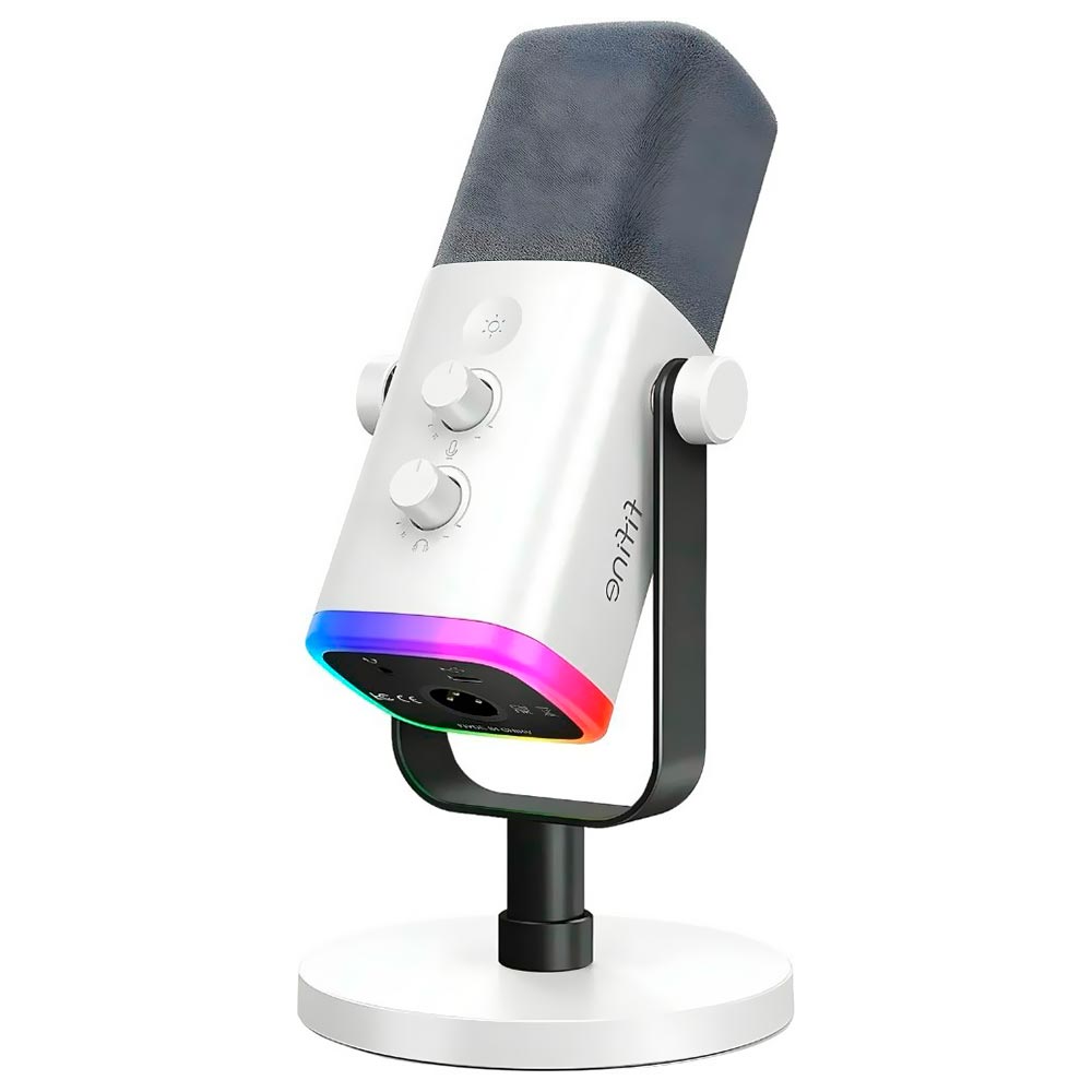 Microfone Fifine AM8W Streaming Recording Dynamic RGB - Branco