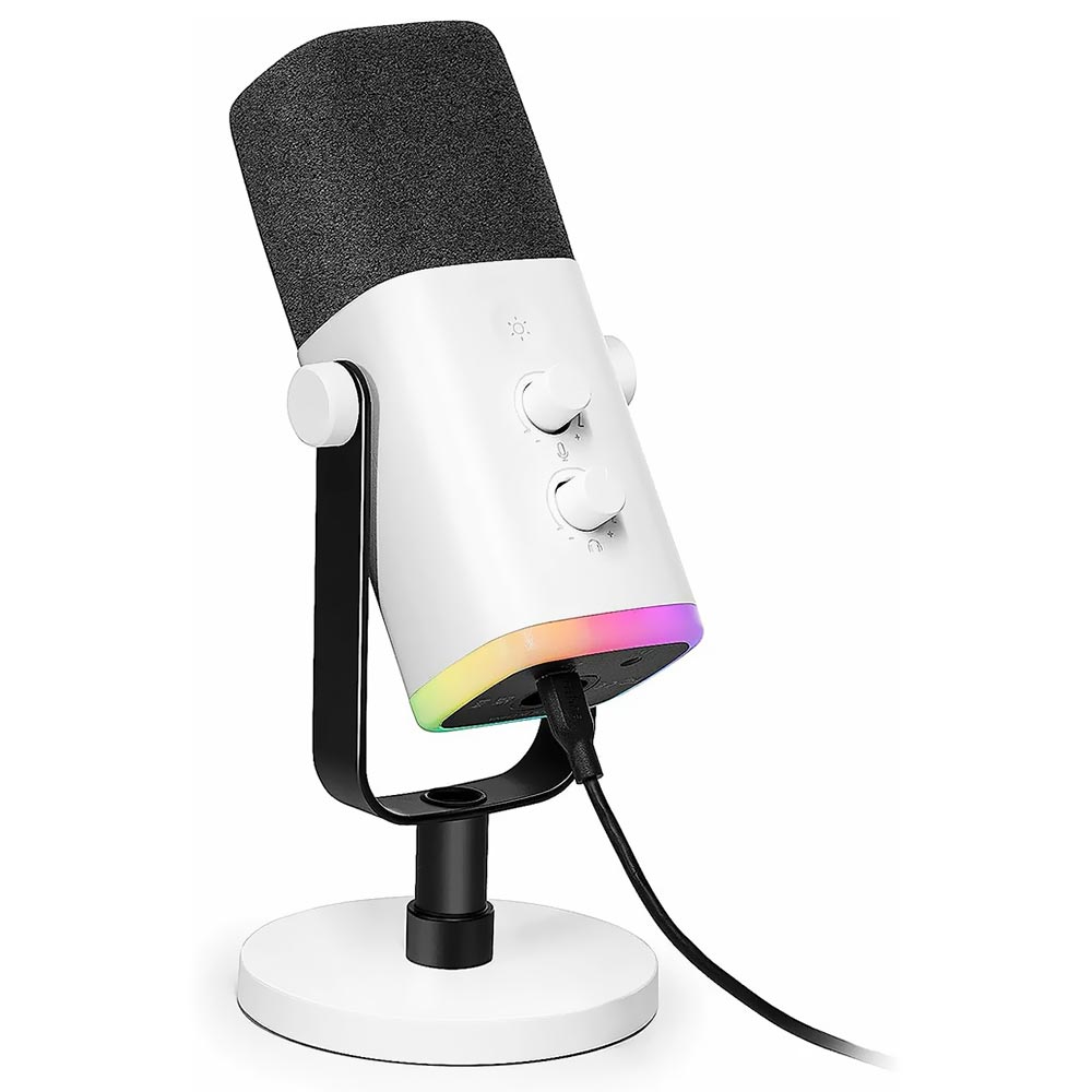 Microfone Fifine AM8W Streaming Recording Dynamic RGB - Branco
