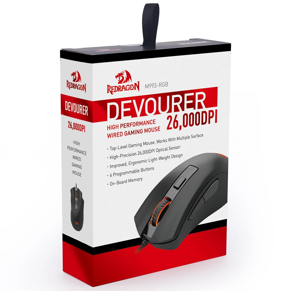 Mouse Gamer Redragon M993-RGB Devourer USB - Preto