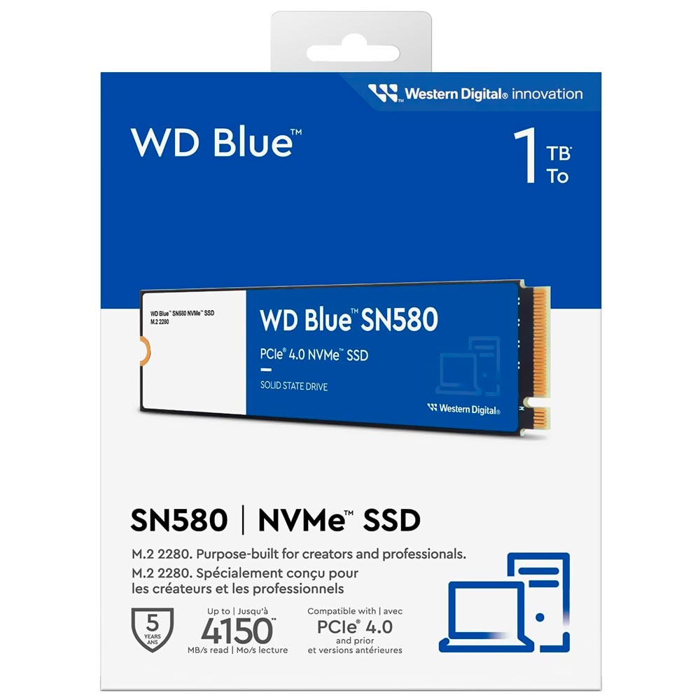 SSD Western Digital M.2 1TB Blue SN580 NVMe - WDS100T3B0E