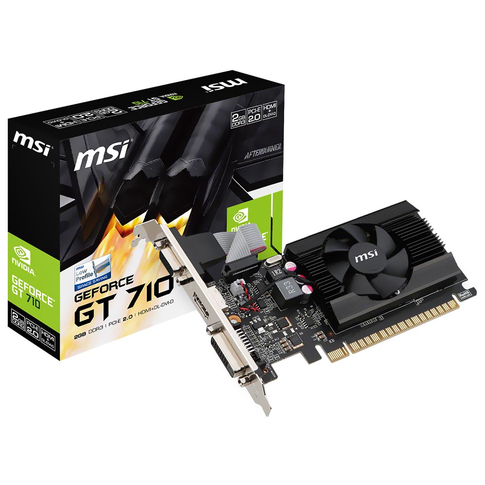 Placa de Vídeo MSI Afterburner LP 2GB GeForce GT710 DDR3 - GT710 2GD3