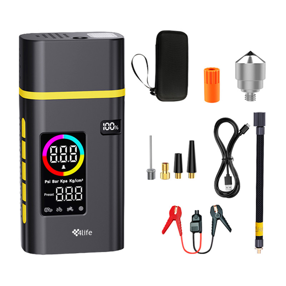 Carregador de Arranque Portátil 4LIFE FL22C205B / Compressor de Ar 150PSI - Preto