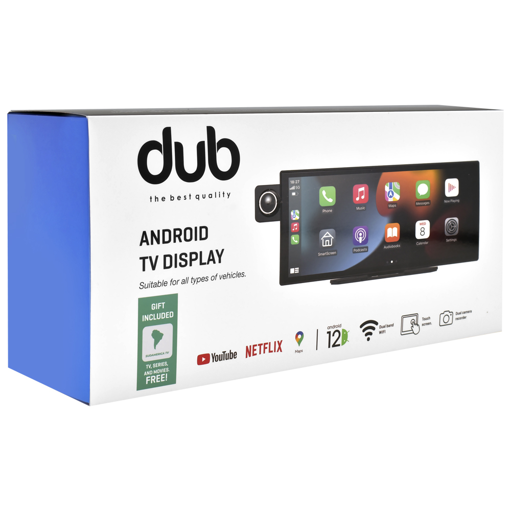 Tela Multimídia DUB DBCP01 para Carro 4GB de RAM / 64GB / Wi-Fi - Preto