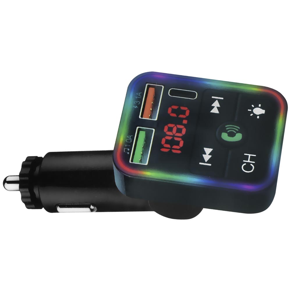 Transmissor Digital para Carro Satellite A-MP44 LED / Bluetooth / FM / MP3 / USB / USB-C - Preto