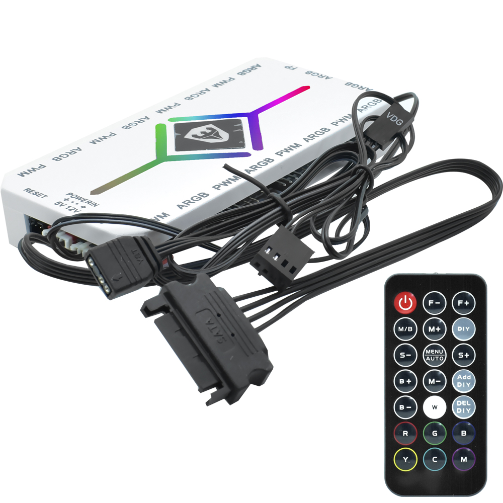 Controlador para Cooler Satellite ACB-72 PWM 5V-12V / ARGB - Branco
