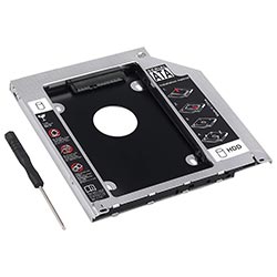 Adaptador Caddy Gravador SATA 2.5" / HD / 9.5MM - Preto / Prata Adaptador Caddy Gravador SATA 2.5" / HD / 9.5MM - Preto / Prata