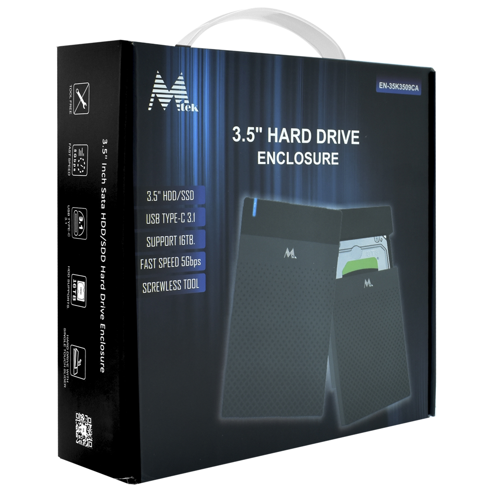 Gaveta Mtek EN-25K809CA SATA 2.5" SSD / HDD / USB-C 3.1 - Preto