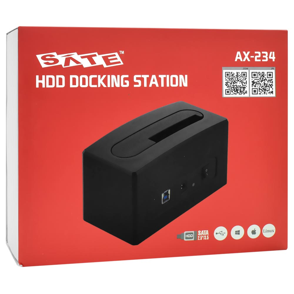 Gaveta Satellite AX-234 Docking Station SATA 2.5" / 3.5" / USB 3.0 - Preto