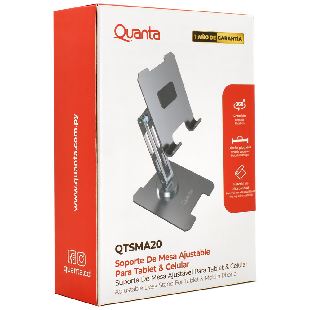 SUPORTE P/ CELULAR E TABLET QUANTA QTSMA20 MESA PRATA
