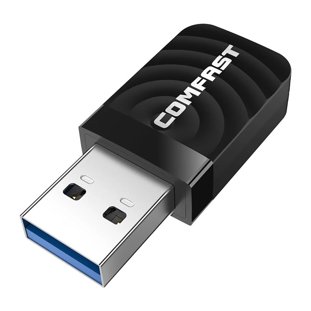 Adaptador Wi-Fi Comfast CF-812AC USB Dual Band / 2.4GHz / 5GHz / 1300Mbps - Preto