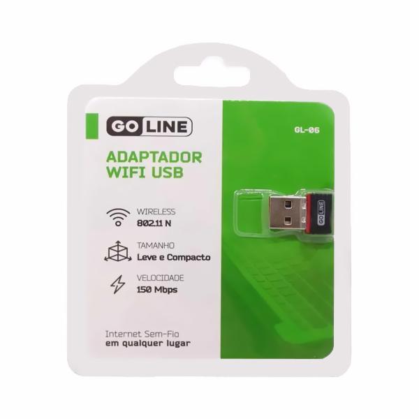 Adaptador Wi-Fi Goline GL-06 USB / 150Mbps - Preto