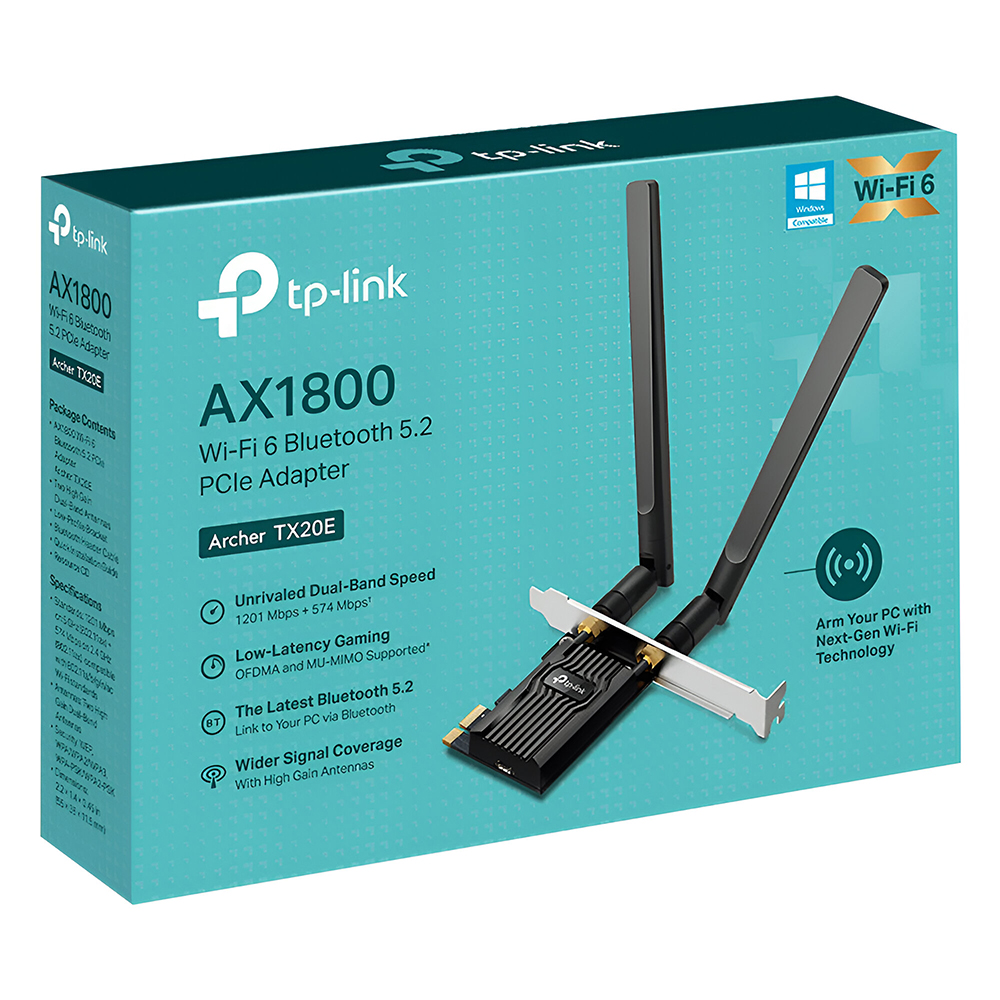 Adaptador Wifi 6 / Bluetooth 5.2 Tp-Link Archer TX20E AX180 Dual Band