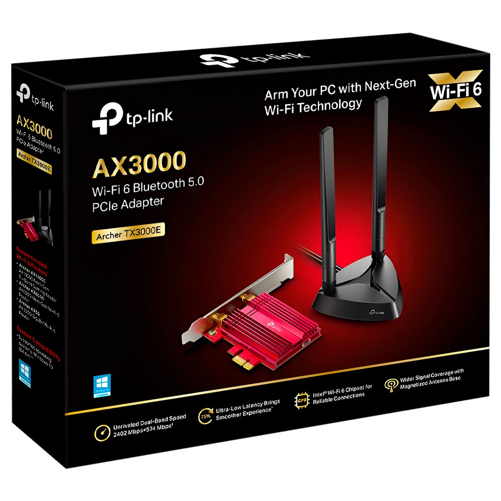 Adaptador Wifi / Bluetooth 5.2 Tp-Link Archer TX3000E PCI Express Dual Band / 2.4GHz / 5GHz - 3000Mbps 