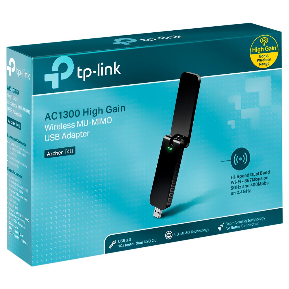 Adaptador Wifi Tp-Link Archer T4U USB Dual Band V3.0 / 2.4GHz / 5GHz - 1300Mbps