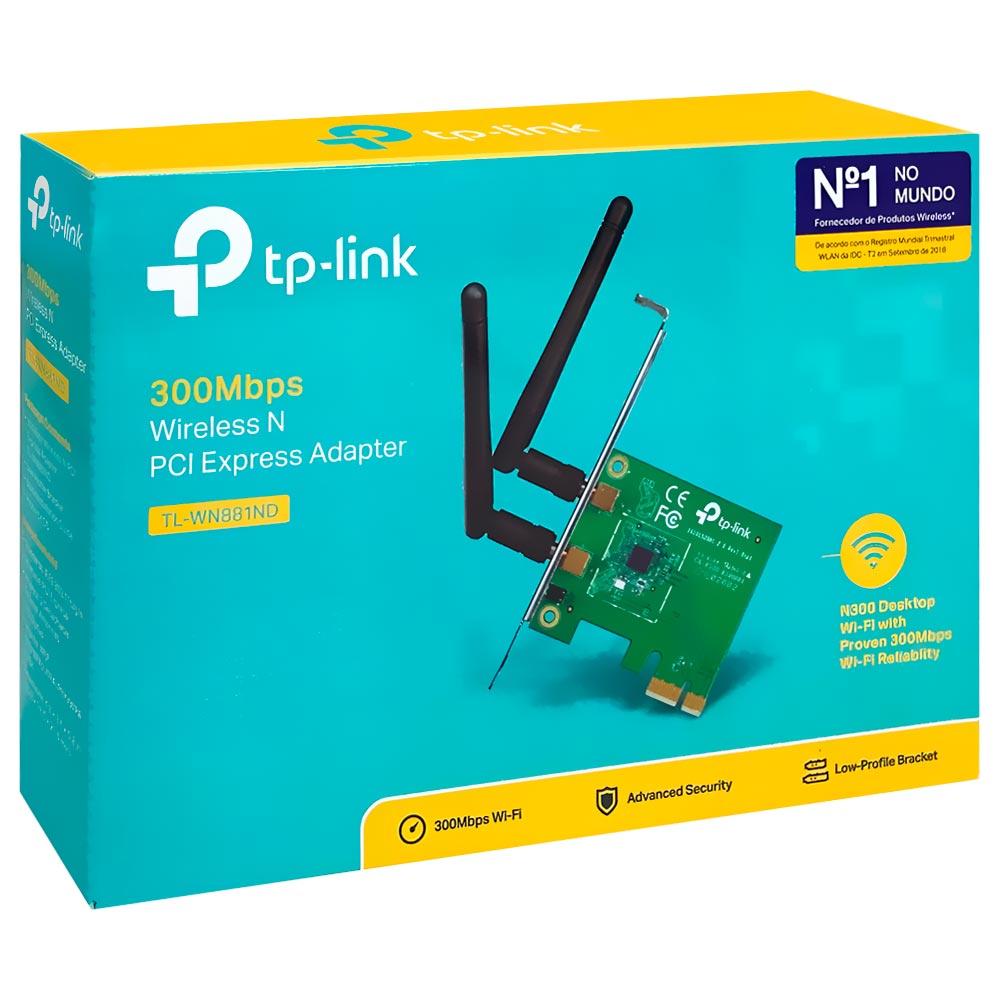 Adaptador Wifi Tp-Link Low Profile TL-WN881ND PCI Express / 2.4GHz - 300Mbps