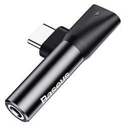 Adaptador Baseus CATL41-01 USB-C Macho A Áudio 3.5mm Fêmea / USB-C Fêmea