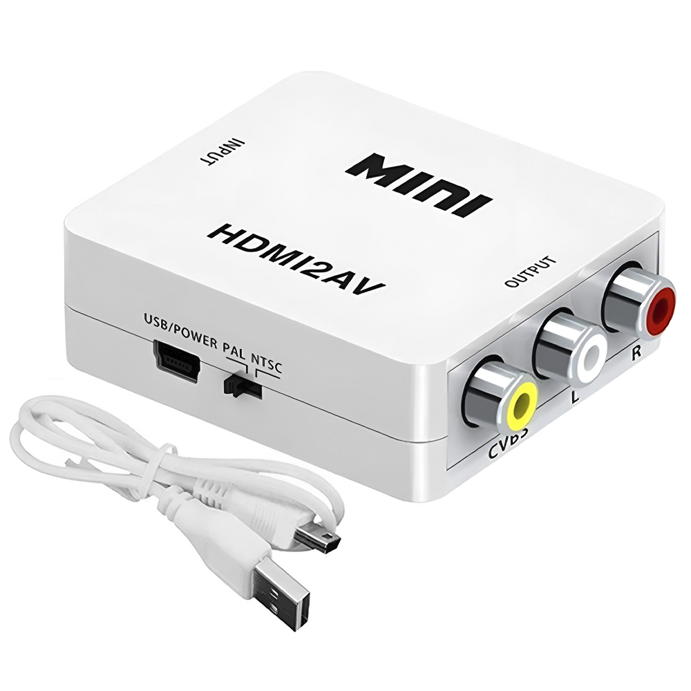 Adaptador Conversor HDMI2AV Full HD 1080 HDMI / RCA - Branco