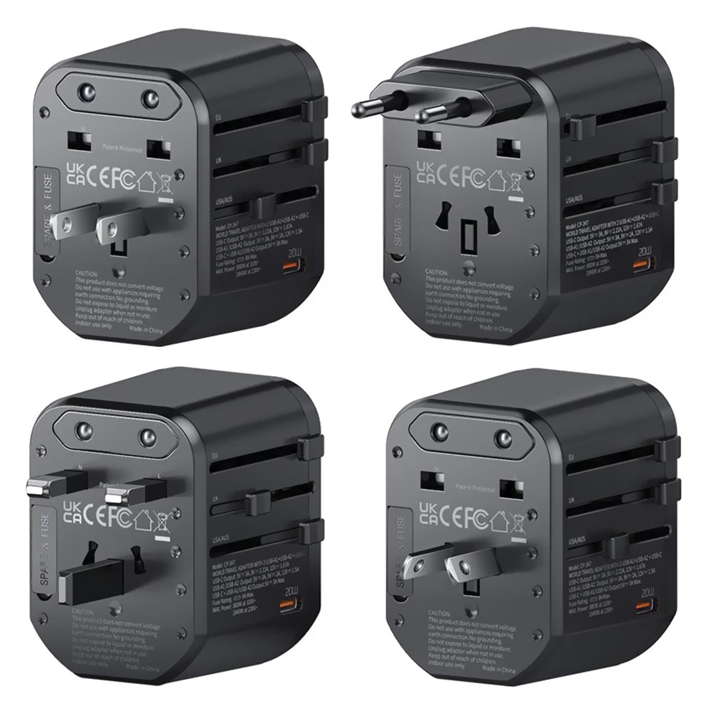 Adaptador Tomada Universal Mcdodo CP-3471 20W / USB / USB-C - Preto