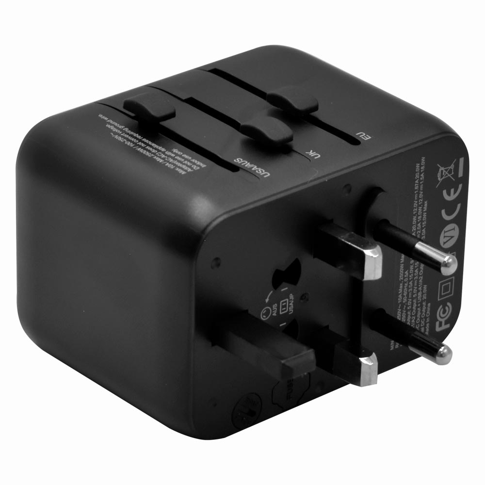 Adaptador Tomada Universal Satellite AD-0003 / 2 USB / Type-C - Preto ...