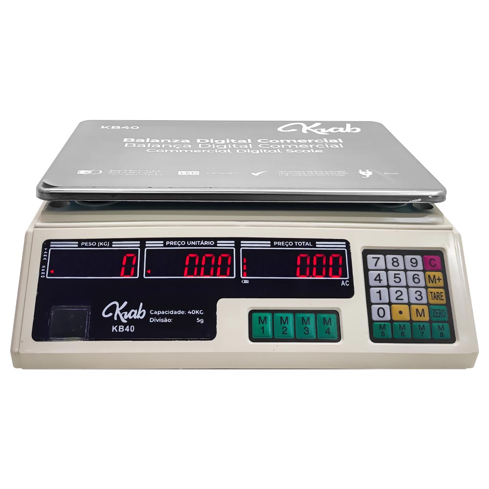Balança Digital Comercial KRAB KB40 Bivolt Branco - 40KG