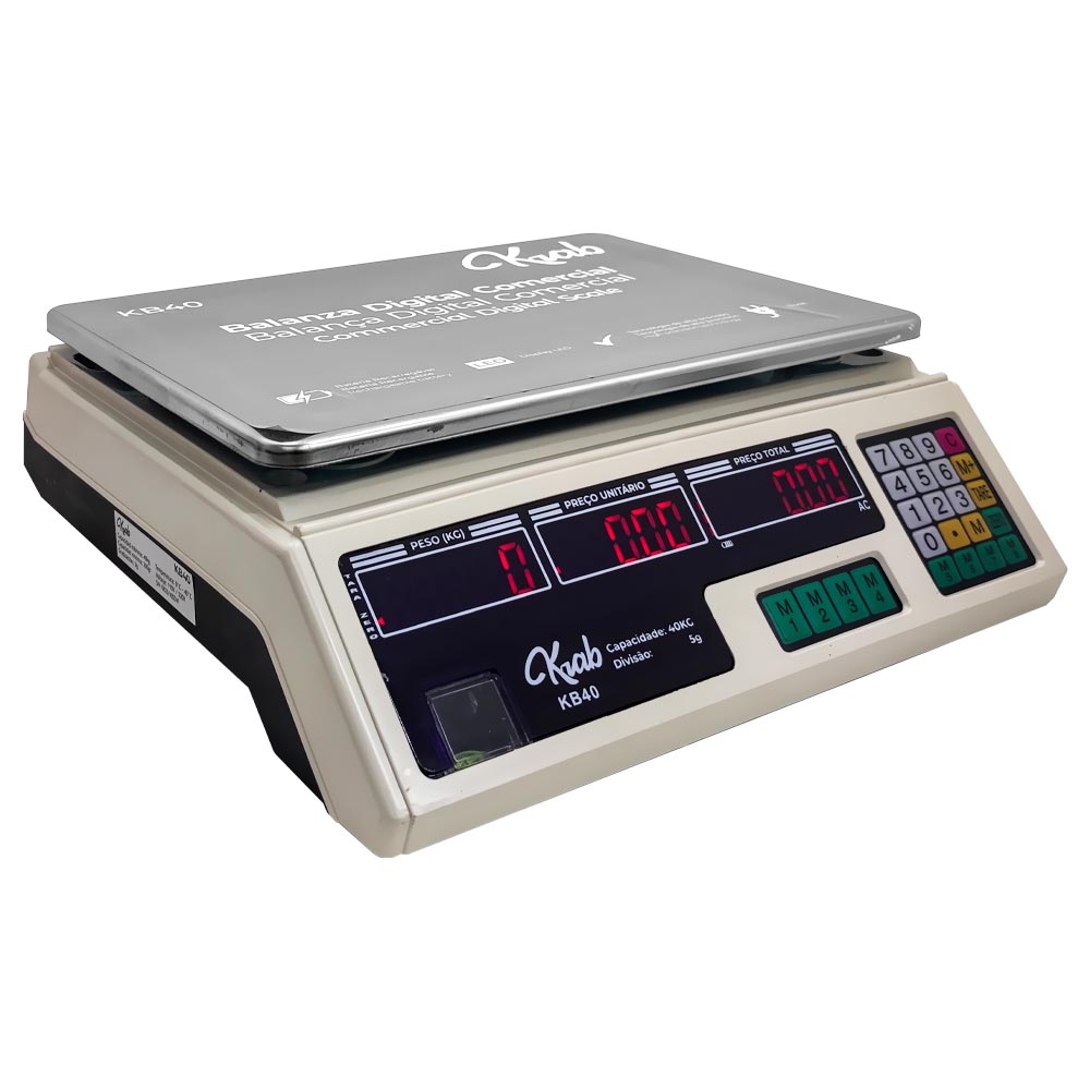 Balança Digital Comercial KRAB KB40 Bivolt Branco - 40KG