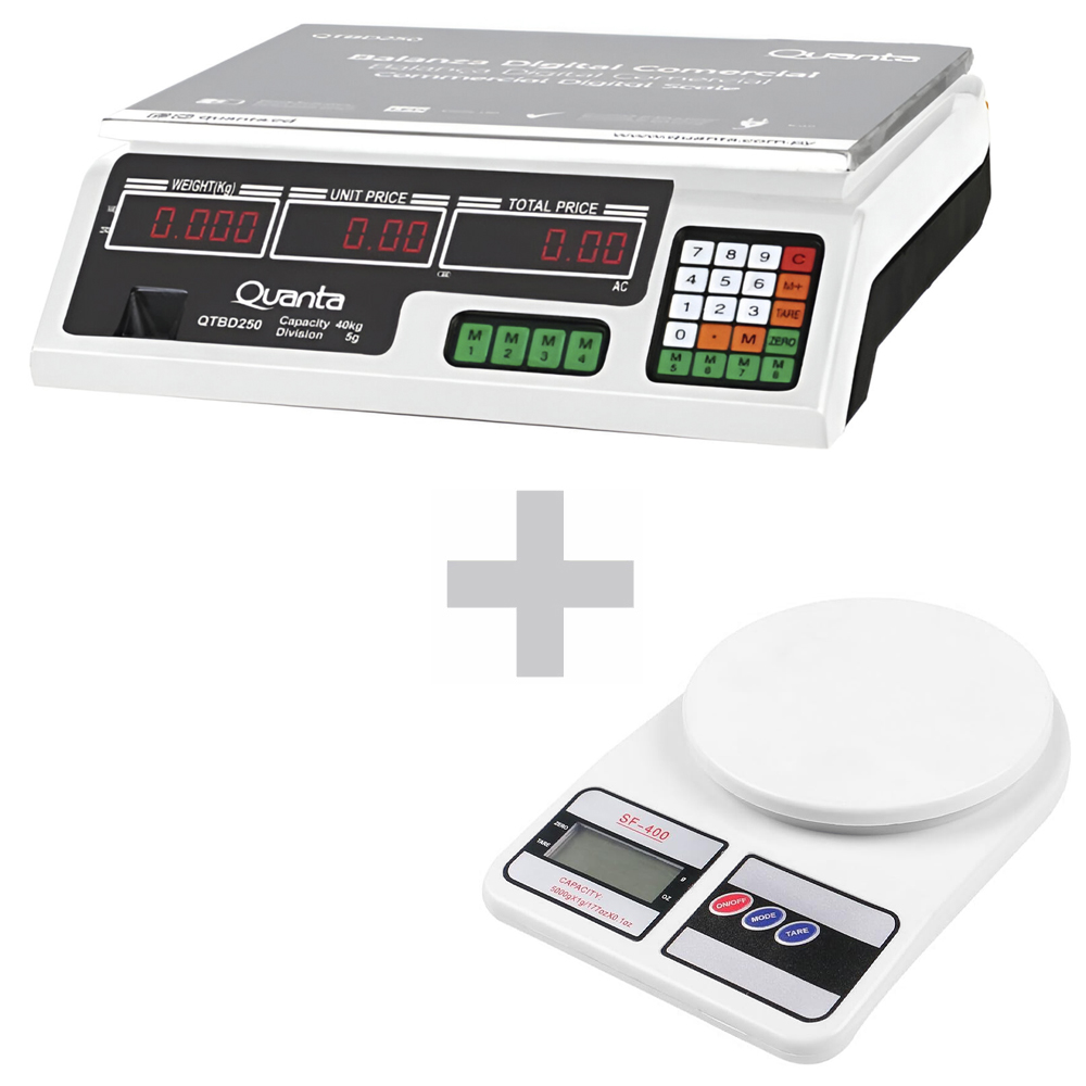 Balança Digital Quanta QTBD250 Comercial 40KG + Balança Electronic SF-400