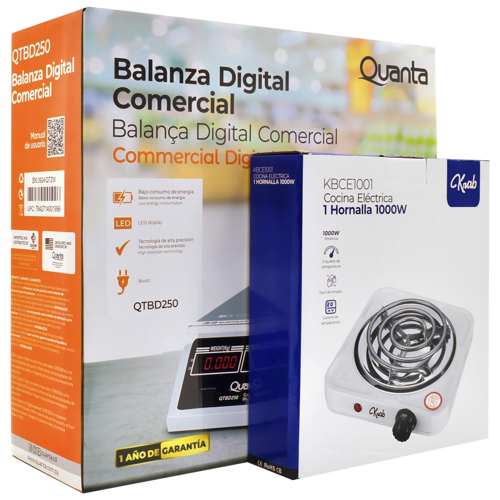 Balança Digital Quanta QTBD250 Comercial 40KG + Fogão KRAB KBCE1001