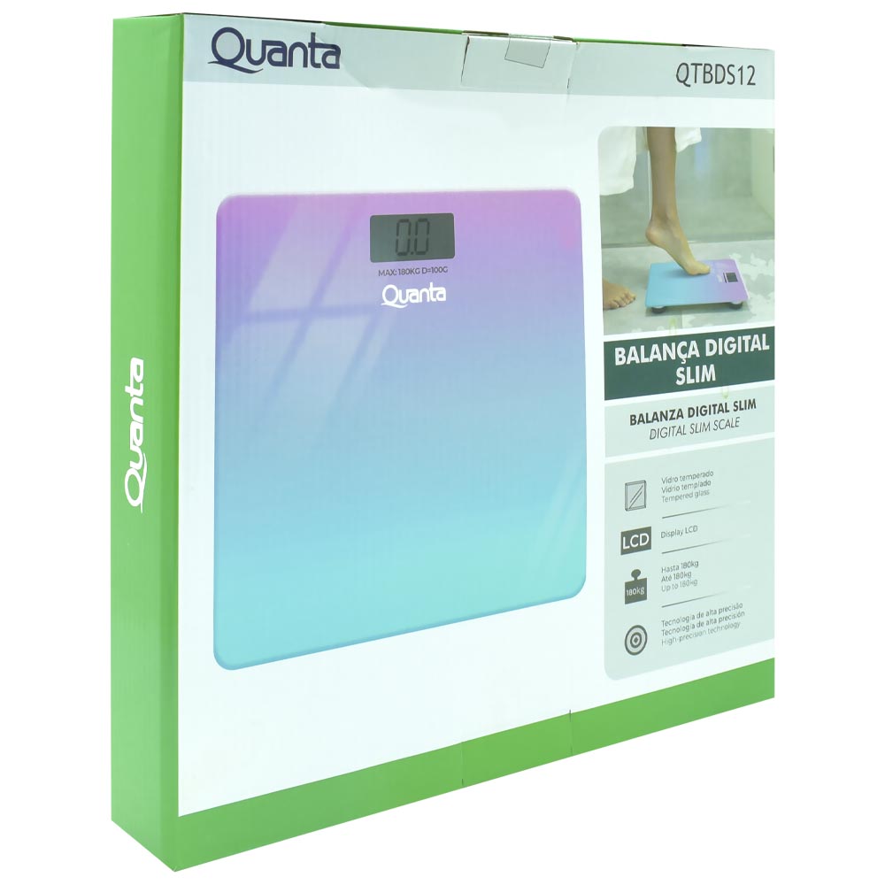 Balança Digital Slim Quanta QTBDS12 Verde / Rosa - 180KG