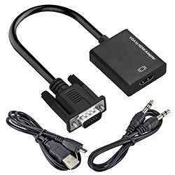 Cabo Adaptador Conversor VGA Macho para HDMI Fêmea / Áudio HLD 