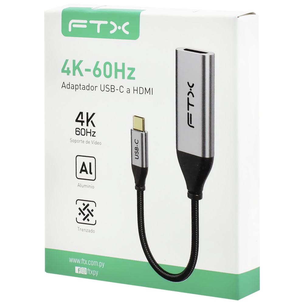 Cabo Adaptador FTX USB-C Macho para HDMI Femea 4K - Cinza (CT-160-PU31-CMHDFN1-S0.2)
