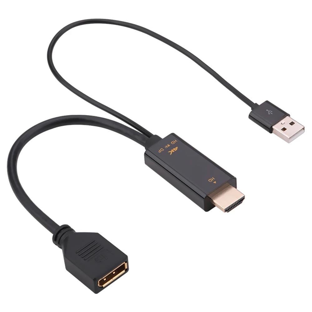 Cabo Adaptador HDMI Macho para displayPort Fêmea / USB 2.0 Macho - 4K H146