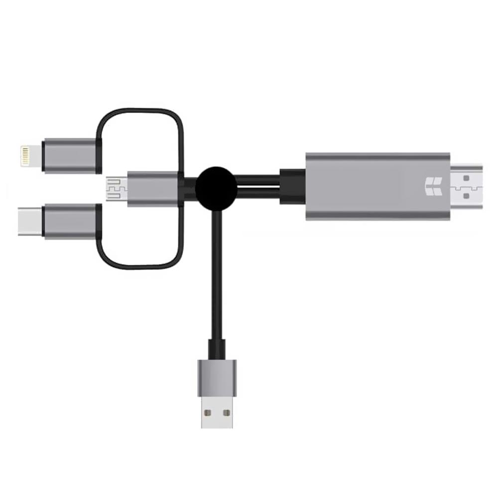 Cabo Adaptador HDTV Type-C para HDMI Macho / USB Macho / Lightning / Micro USB - 1.8M