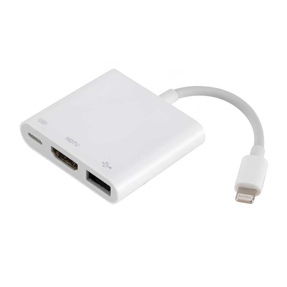 Cabo Adaptador Lightning Macho para HDMI / USB-C Fêmea / USB 3.0 Fêmea OTG
