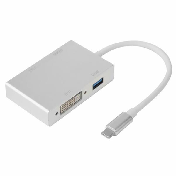 Cabo Adaptador Type-C Macho para VGA Fêmea / HDMI / DVI / USB 3.0