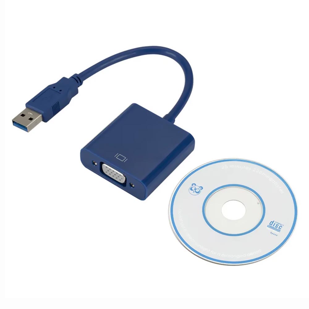 Cabo Adaptador USB 3.0 para VGA Fêmea - Azul
