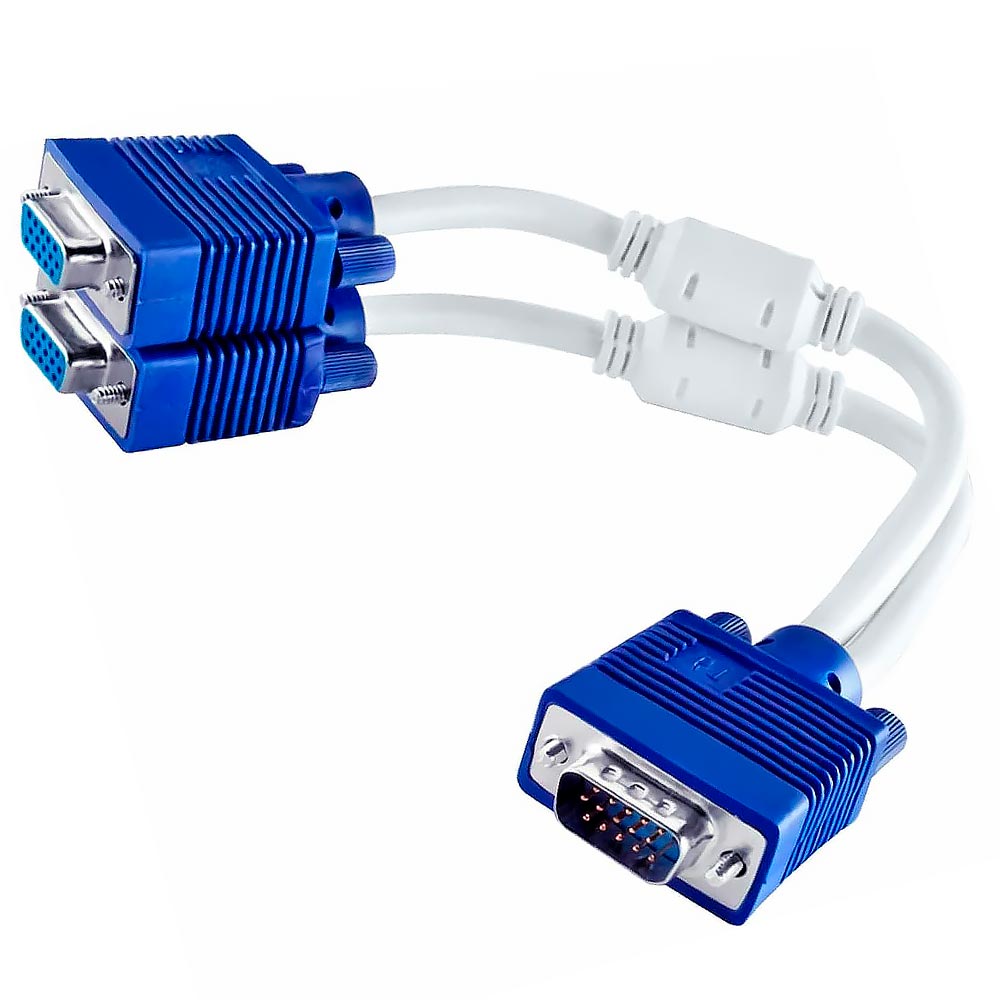 Cabo Adaptador VGA 2 Fêmea para VGA 1 Macho