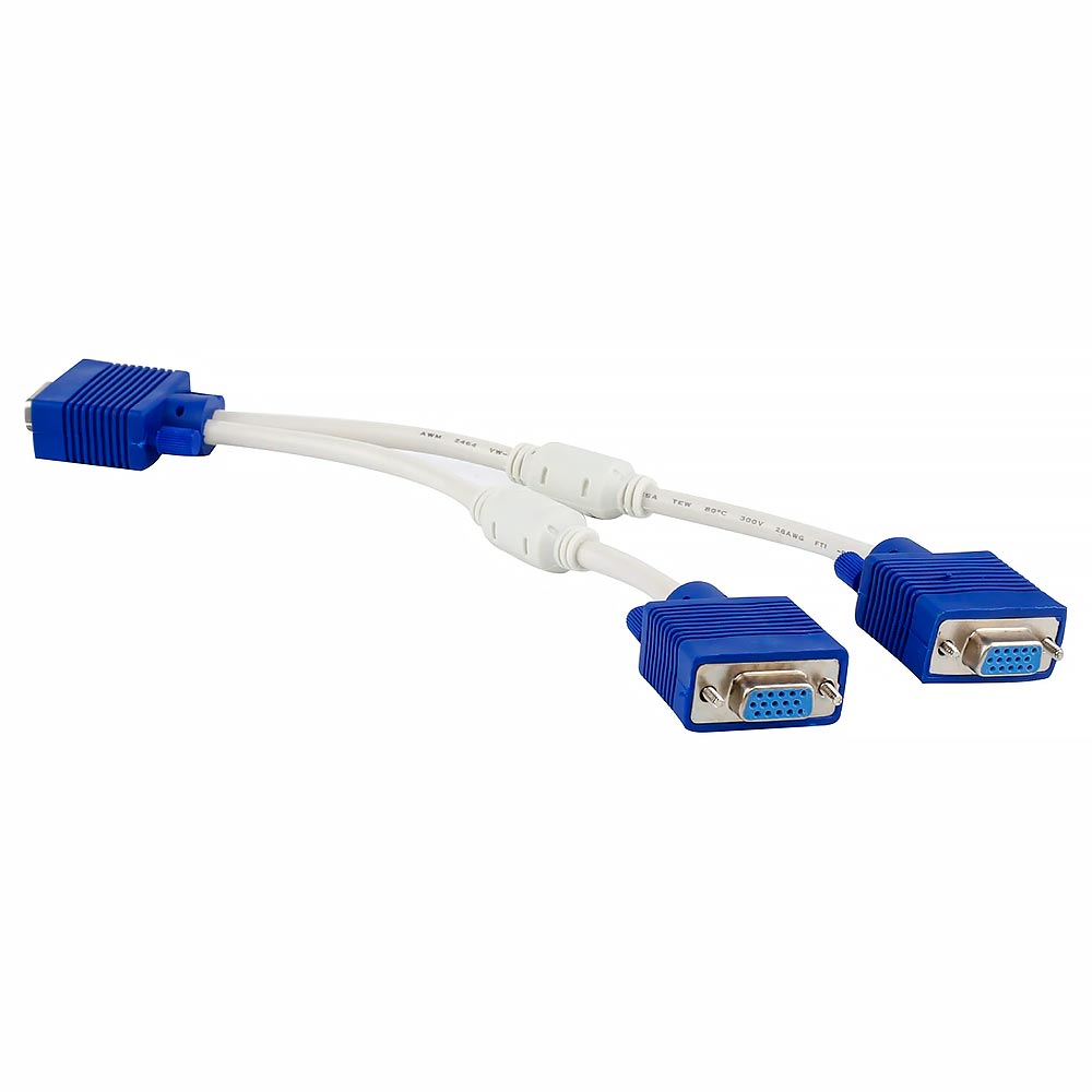 Cabo Adaptador VGA 2 Fêmea para VGA 1 Macho