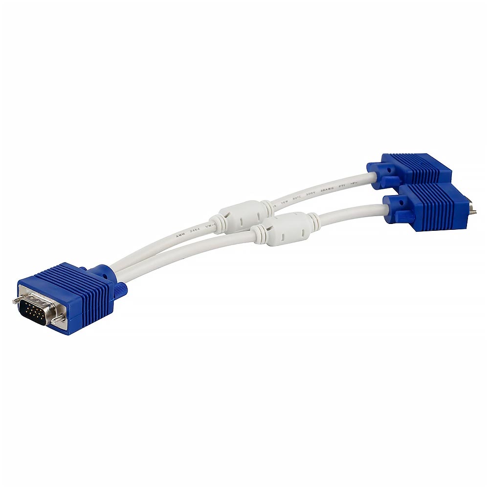 Cabo Adaptador VGA 2 Fêmea para VGA 1 Macho