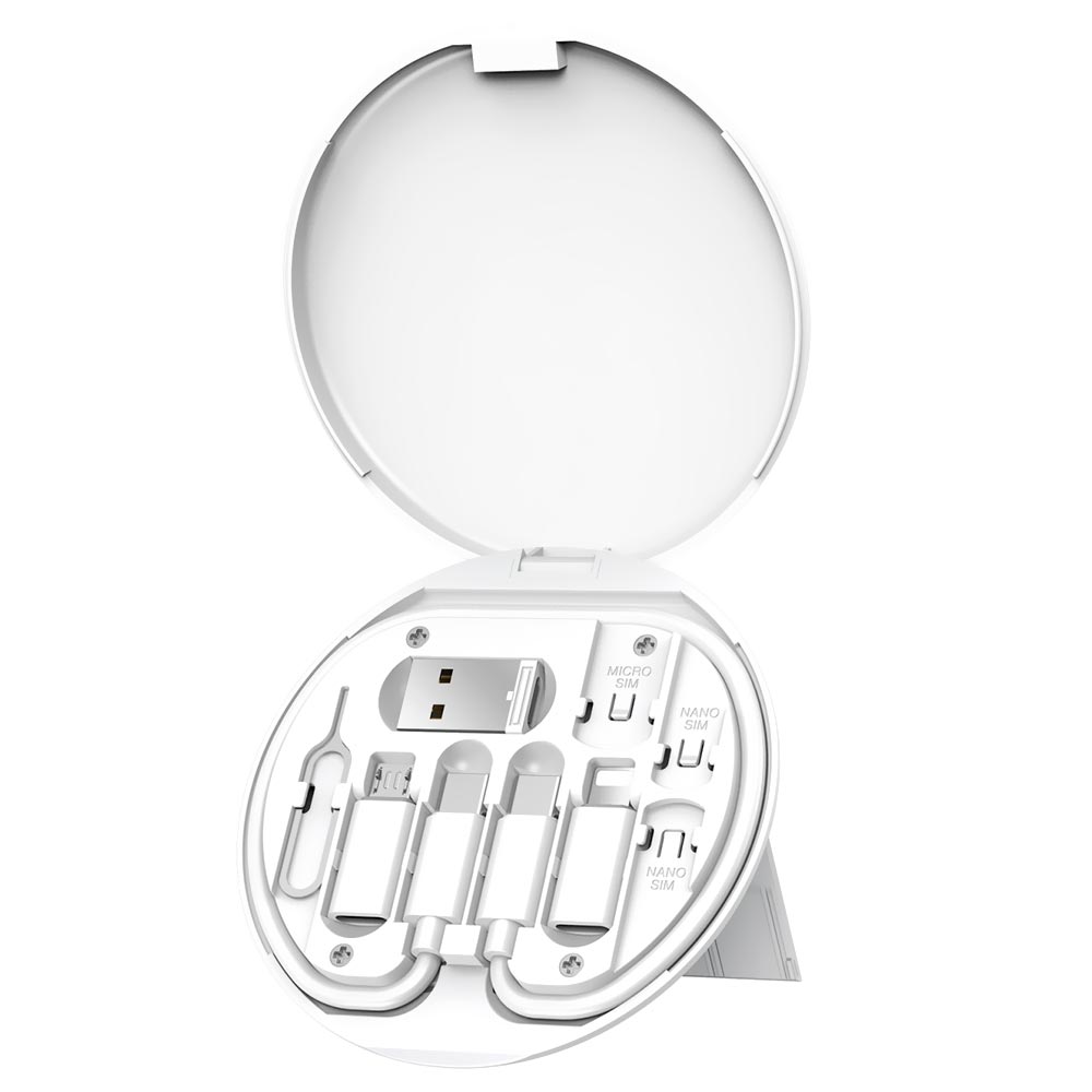 Cabo Adaptador Wiwo S02 USB-C Macho para Micro USB / Lightning / USB - Branco (Case com Kit)
