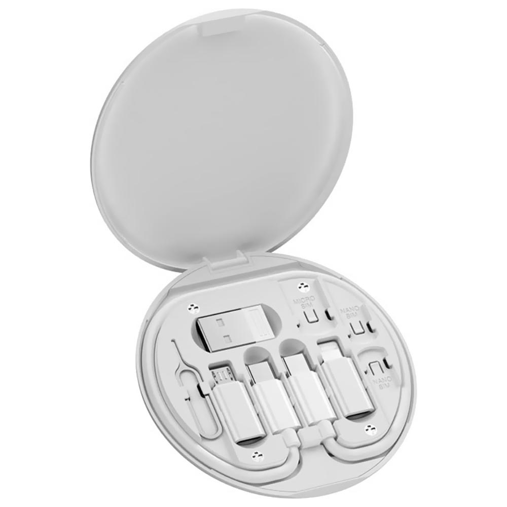 Cabo Adaptador Wiwo S02 USB-C Macho para Micro USB / Lightning / USB - Branco (Case com Kit)