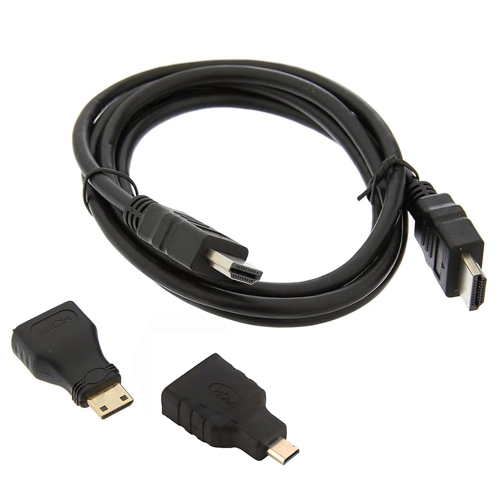 Cabo HDMI para HDMI - 1.5M 3D 1.4V + Adaptador Mini HDMI / Micro HDMI