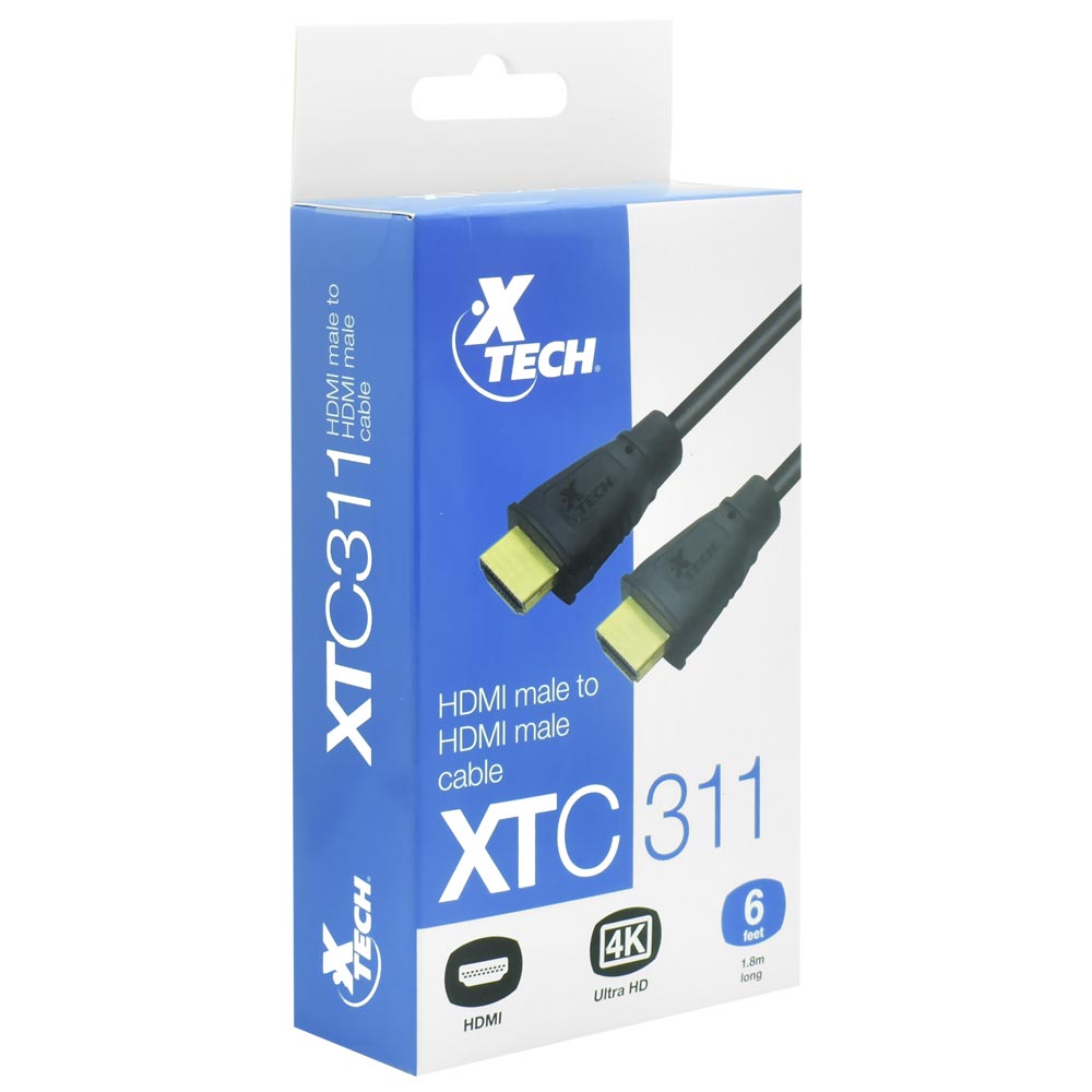 Cabo HDMI para HDMI - 1.8M Xtech 4K UHD