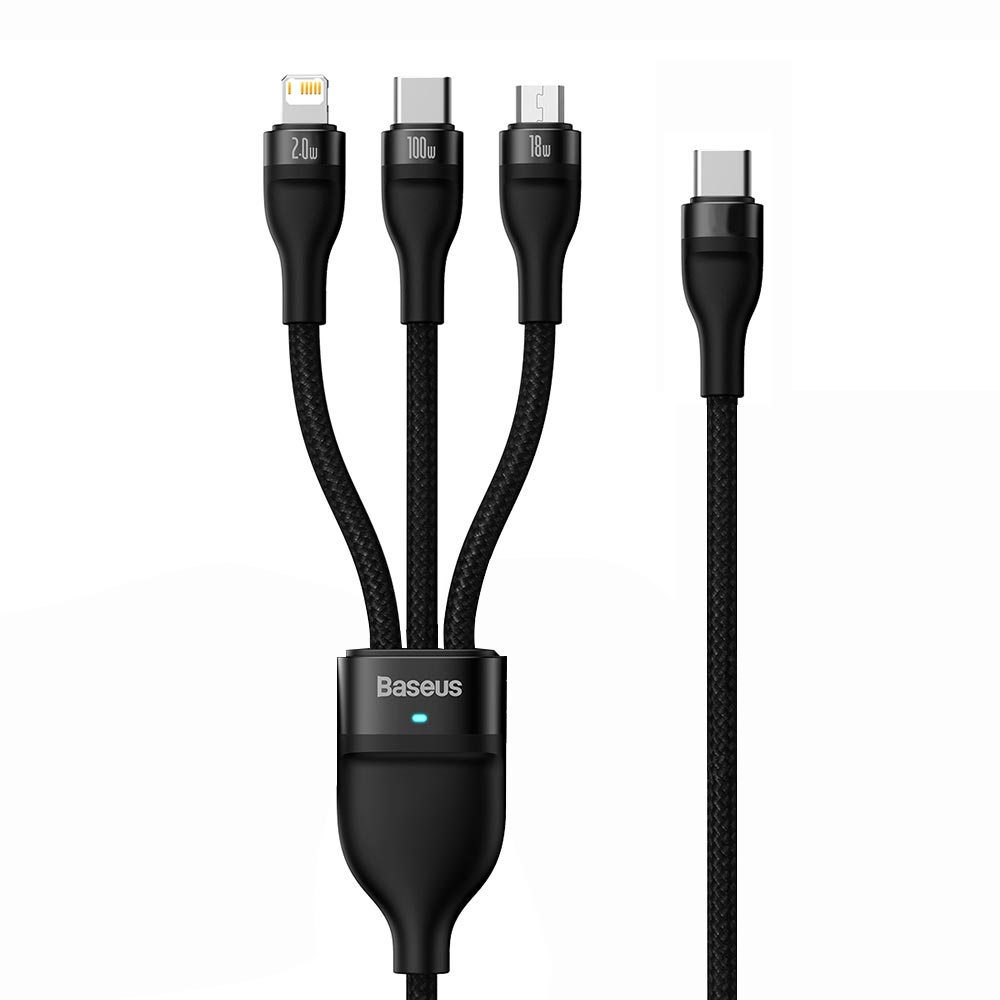 Cabo Baseus CASS030201 USB-C A Micro USB / USB-C / Lightning 1.5M - Preto