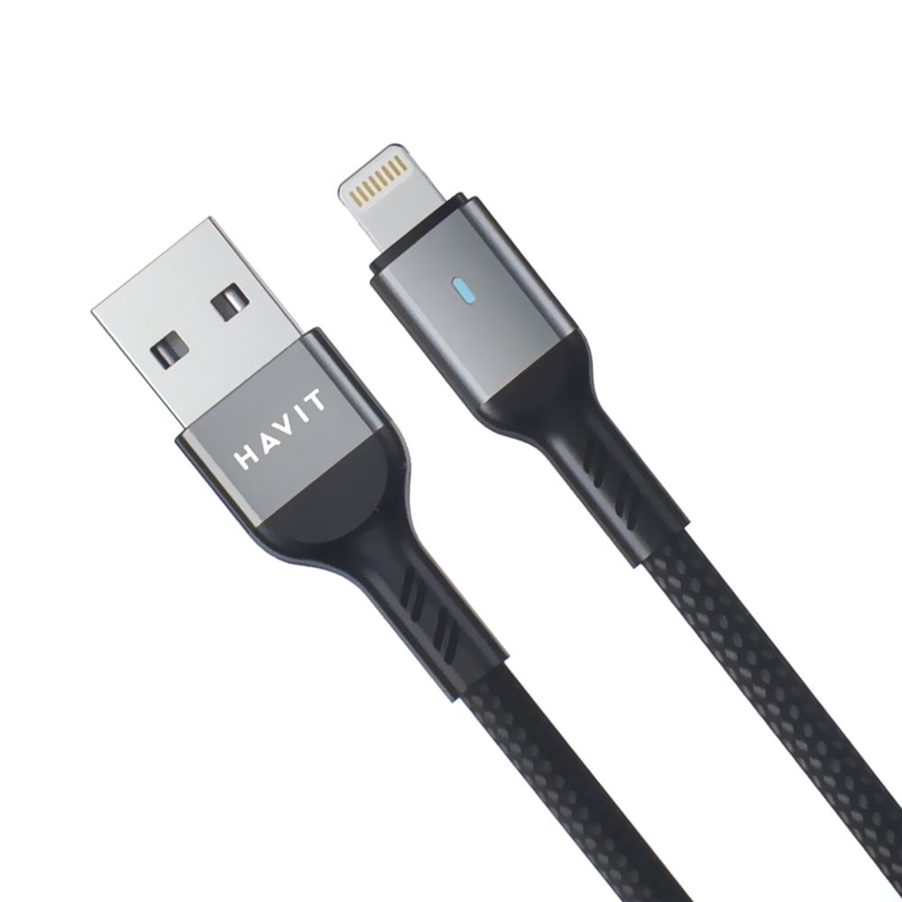 Cabo Havit USB-C Macho a Lightning 2.4A / 1M - Preto / Cinza (CB6315)