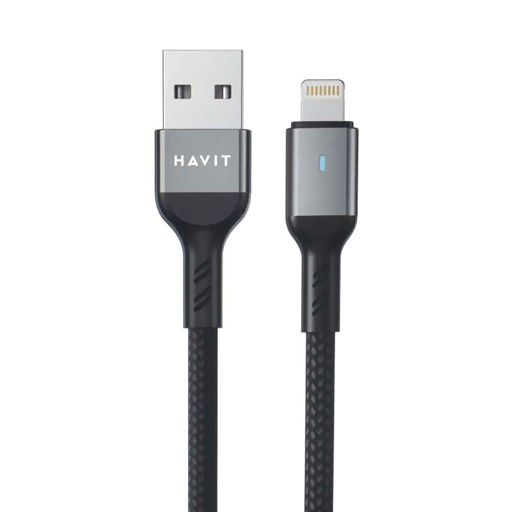 Cabo Havit USB-C Macho a Lightning 2.4A / 1M - Preto / Cinza (CB6315)