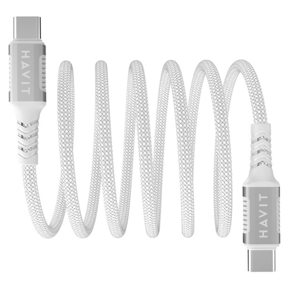 Cabo Havit USB-C Macho a USB-C Macho / 1M - Branco (CB6297)