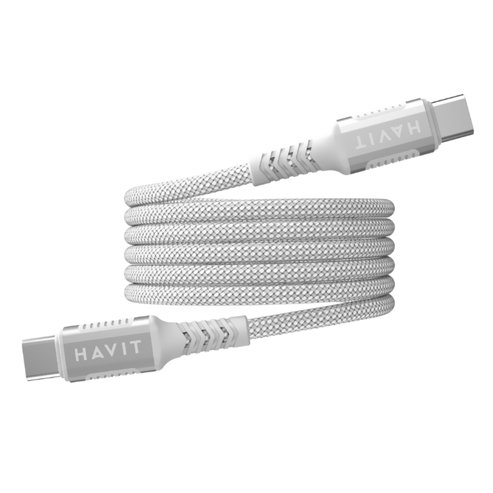 Cabo Havit USB-C Macho a USB-C Macho / 1M - Branco (CB6297)