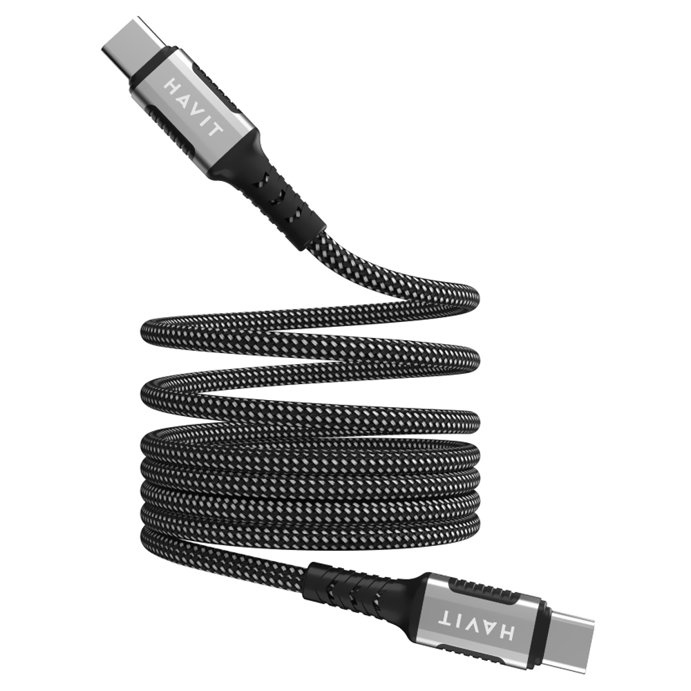 Cabo Havit USB-C Macho a USB-C Macho / 1M - Preto (CB6297)