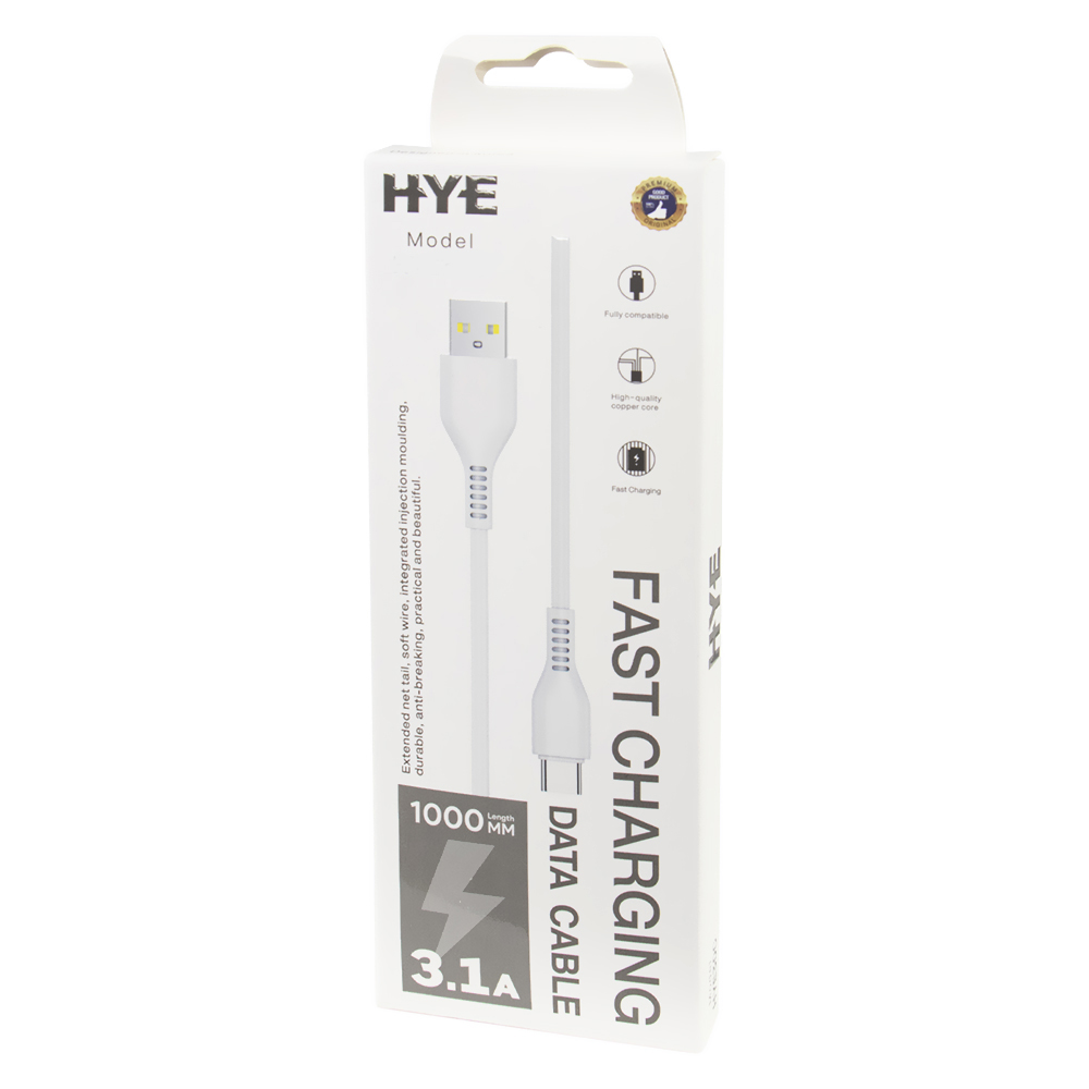 Cabo HYE HYE30UC USB-C Macho A USB Macho 1M - Branco